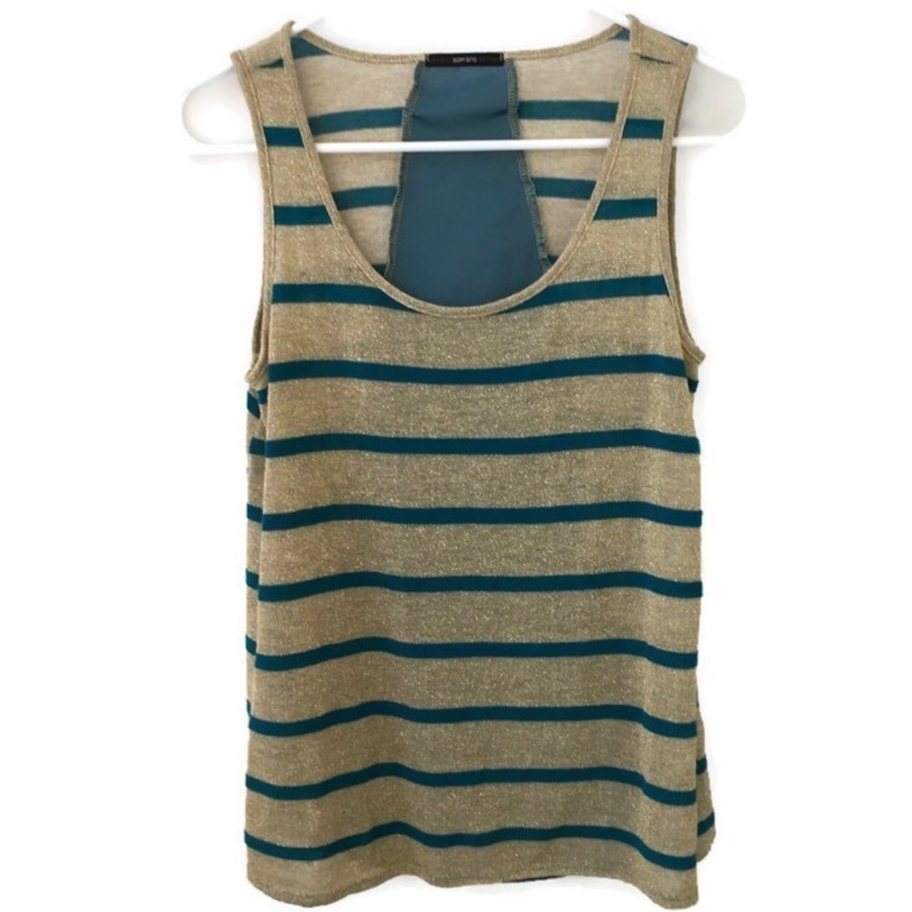 Soprano Gold Metallic Blue Stripe Tank